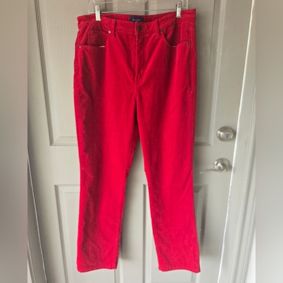 Talbots Corduory Pants Sz 12 Women Red High Rise 38×30 Straight Leg Casual - Picture 2 of 10